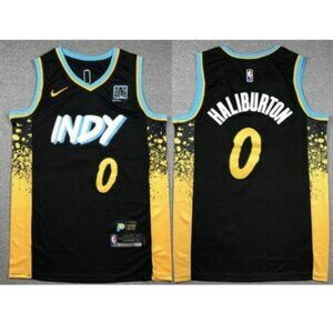 Mens Youths Kids 0 Tyrese Haliburton Black City Stitched Jersey